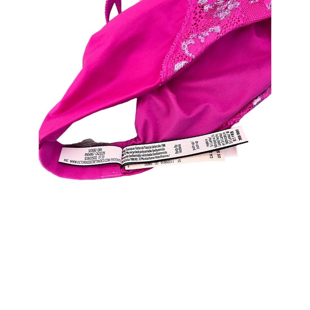 Victoria's Secret Very Sexy Push-Up Bra 36B Hot Pink With Lace Embroidery NWT - Picture 7 of 7